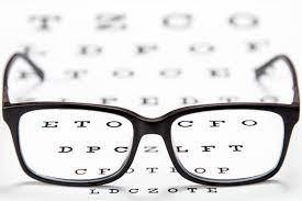An eye chart seen through glasses